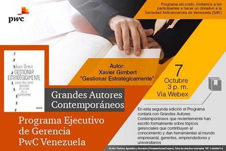 Xabier Gimbert en el Programa Ejecutivo de Gerencia PwC Venezuela a beneficio de la SAV